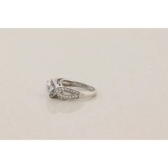 Sterling Silver Cubic Zirconia Crossover Band Ring Size 6 1/2 - Picture 6 of 7